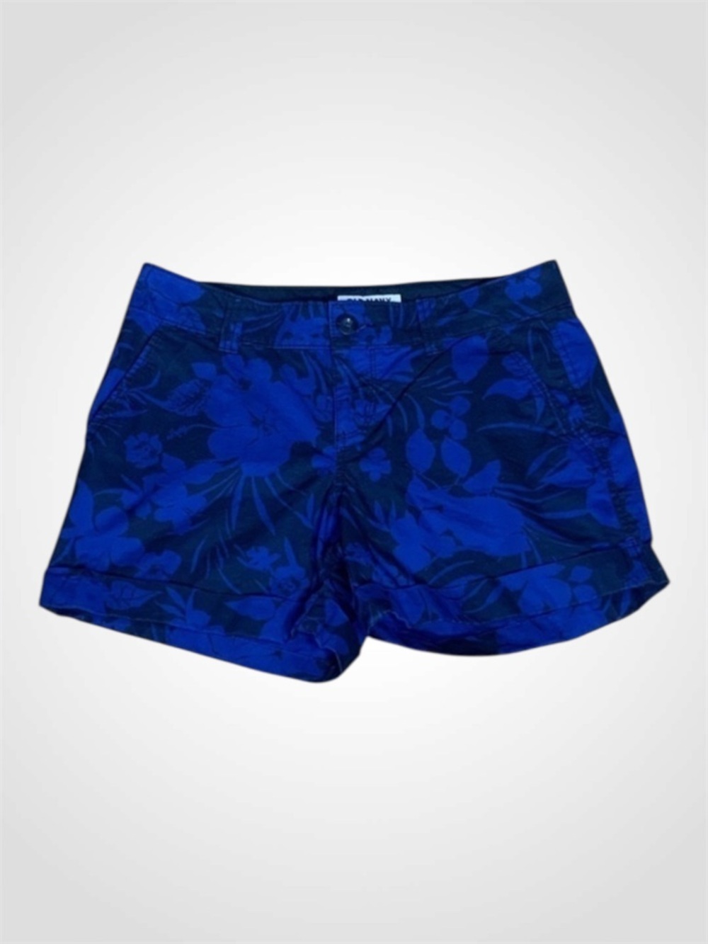 Old Navy Sapphire Blue Floral Print High Rise Shorts Pockets Size 2
